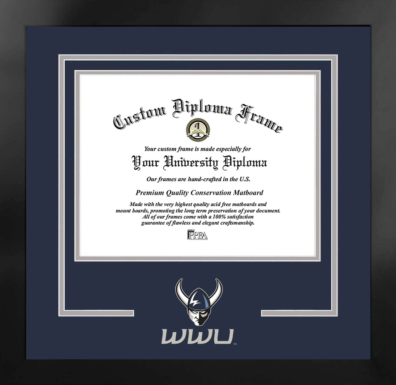 Western Washington University 11w x 8.5h Spirit Diploma Manhattan Black Frame with Bonus Campus Images Lithograph (value savings $59)